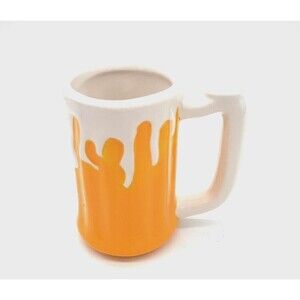Fun Zak Designs Ceramic Unique Yellow with White Drip Beer Coffee Mug 12 oz
